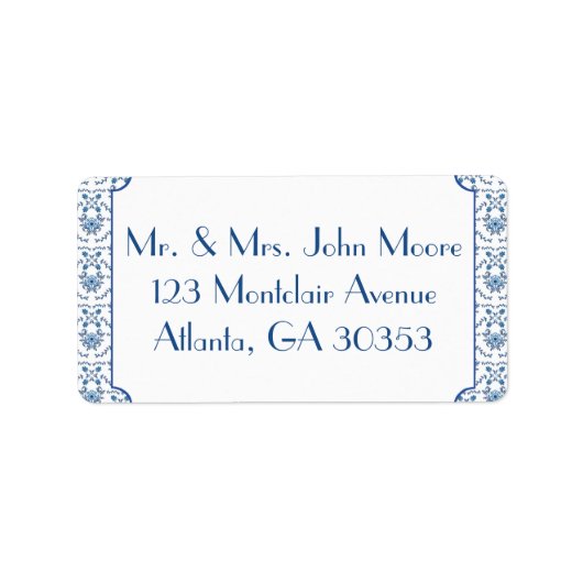 Chinoiserie Delft Blaues Muster ・ kundenspezifisch Adressaufkleber (Vorne)