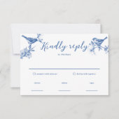 Chinoiserie Delft Blue Birds Spring Repcard RSVP Karte (Vorderseite)