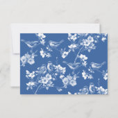 Chinoiserie Delft Blue Birds Spring Repcard RSVP Karte (Rückseite)