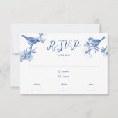 Chinoiserie Delft Blue Birds Spring RSVP Karte (Vorderseite)