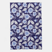Chinoiserie Delft Blue Floral Porzellan Muster Geschirrtuch (Vertikal)