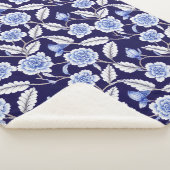 Chinoiserie Delft Blue Floral Porzellan Muster Sherpadecke (3/4)