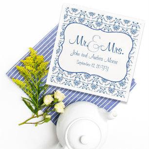 Chinoiserie Delft Blue Muster ・ Custom Wedding Serviette