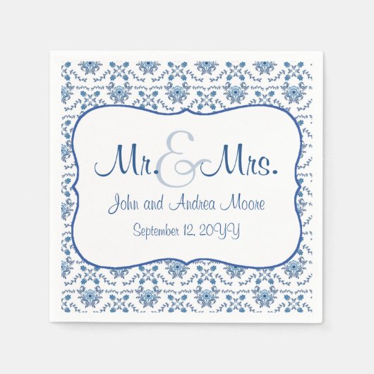 Chinoiserie Delft Blue Muster ・ Custom Wedding Serviette (Vorderseite)