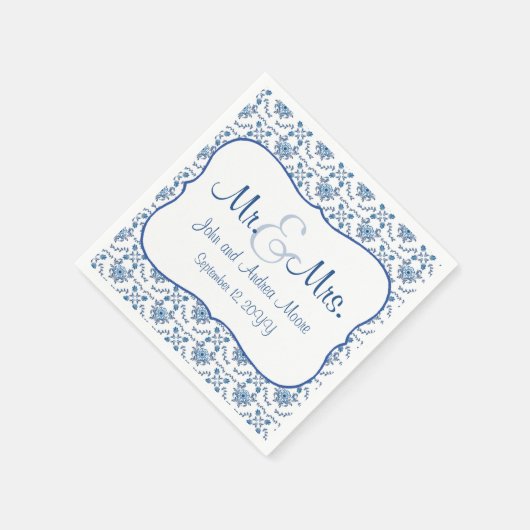 Chinoiserie Delft Blue Muster ・ Custom Wedding Serviette (Ecke)