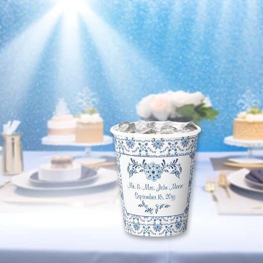 Chinoiserie Delft French Blue Wedtern Pattern Pappbecher