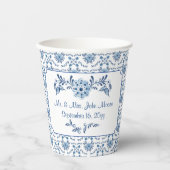 Chinoiserie Delft French Blue Wedtern Pattern Pappbecher (Vorderseite)