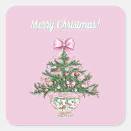 Chinoiserie-Design-Weihnachtsaufkleber Quadratischer Aufkleber