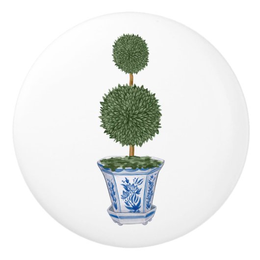 Chinoiserie Doppeltopiary Tree Keramikknauf (Vorderseite)