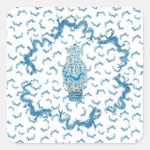 Chinoiserie Dragon Ginger Jar Jars Quadratischer Aufkleber (Vorderseite)