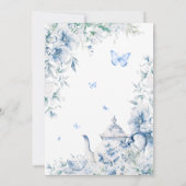 Chinoiserie Dusty Blue Botanical Bridal Tea Shower Einladung (Rückseite)