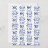 Chinoiserie Dusty Blue Floral Brautparty Einladung (Rückseite)