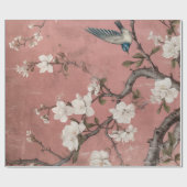 Chinoiserie Dusty Pink Cherry Blossom Hintergrund Geschenkpapier (Flach)