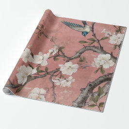 Chinoiserie Dusty Pink Cherry Blossom Hintergrund Geschenkpapier