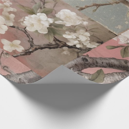 Chinoiserie Dusty Pinks & Blues Collage Geschenkpapier (Ecke)