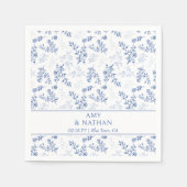 Chinoiserie Elegante Blumen Blau und Weiß Hochzeit Serviette (Vorderseite)