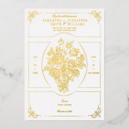 Chinoiserie Elegante Viktorianische Hochzeit Folieneinladung