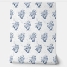 Chinoiserie Englisch Floral Blau und Weiß