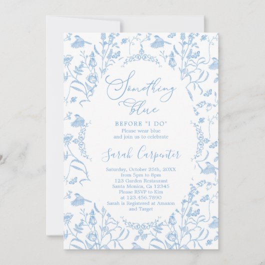 Chinoiserie Etwas Blau bevor ich Bridal Einladung (Vorderseite)