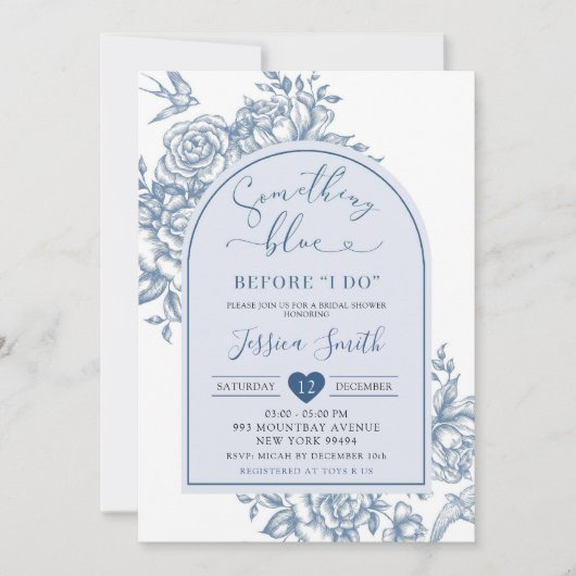 Chinoiserie etwas Blau bevor ich Bridal Einladung (Vorderseite)