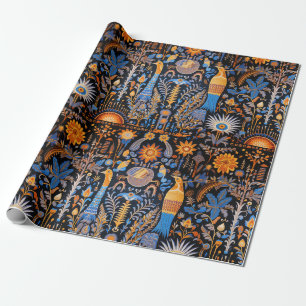 Chinoiserie Exotische Vögel Botanisches Muster (10 Geschenkpapier