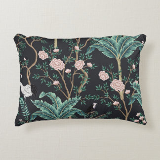 Chinoiserie Exotische Vögel: Vintage-Bananenbaum-W Dekokissen