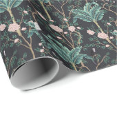 Chinoiserie Exotische Vögel: Vintage Bananenbaumau Geschenkpapier (Rolleneckpunkt)