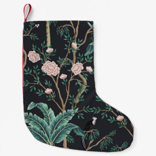 Chinoiserie Exotische Vögel: Vintage Bananenbaumau Kleiner Weihnachtsstrumpf