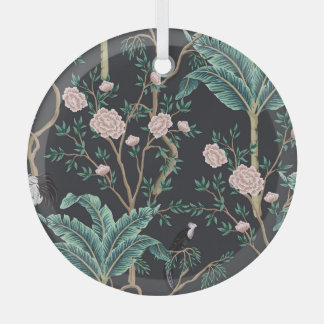 Chinoiserie Exotische Vögel: Vintage Bananenbaumau Ornament Aus Glas