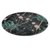 Chinoiserie Exotische Vögel: Vintage Bananenbaumau Schneidebrett (Ecke)