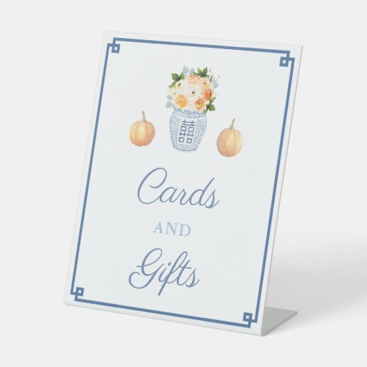 Chinoiserie Fall Blume Karten und Geschenke Hochze Sockelschild (Vorderseite)