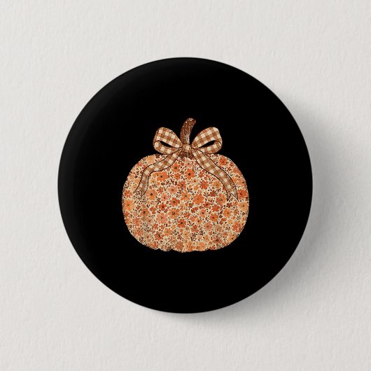 Chinoiserie Fall Pumpkin Floral Halloween Funny Th Button (Vorderseite)