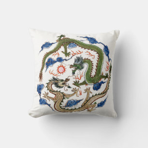 Chinoiserie Familie Verte Drachen Kissen