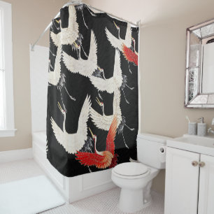 Chinoiserie Fliegender Kranich Zen Minimalistische Duschvorhang