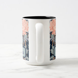 Chinoiserie Floral & Birds in Navy & Peach Zweifarbige Tasse