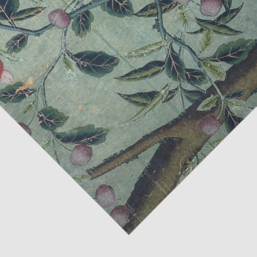 Chinoiserie Floral Birds Pot Mint in Blue Decoupag Seidenpapier (Ausschnitt)