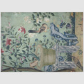 Chinoiserie Floral Birds Pot Mint in Blue Decoupag Seidenpapier (Vorderseite)