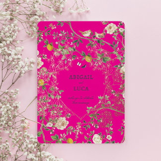 Chinoiserie Floral Birds Wedding Foil Invitation Folieneinladung