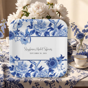 Chinoiserie Floral Blau und Weiß Bridal Pappteller
