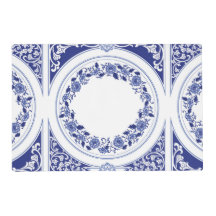 Chinoiserie Floral Blau und Weiß