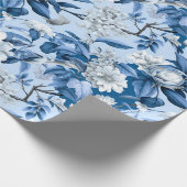 Chinoiserie Floral Blau Weiße Malerei Geschenkpapier (Ecke)
