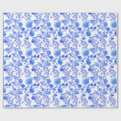 Chinoiserie Floral Blue und White Geschenkpapier (Flach)