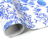 Chinoiserie Floral Blue und White Geschenkpapier (Rolleneckpunkt)