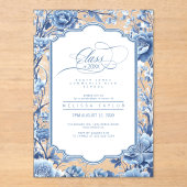 Chinoiserie Floral Border Abschluss ID1098 Acryleinladungen (Vorderseite)