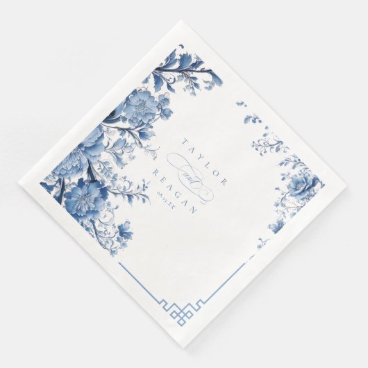 Chinoiserie Floral Border Wedding ID1094 Serviette (Ecke)
