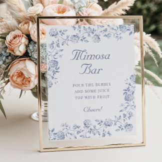 Chinoiserie Floral Brautparty Mimosa Bar Poster