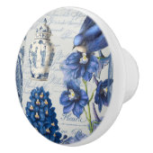 Chinoiserie Floral Delft Blue White Ginger Jar Keramikknauf (Rechts)