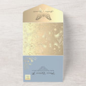 Chinoiserie Floral Dusty Blue Wedding All In One Einladung (Außenbereich)