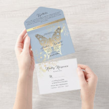 Chinoiserie Floral Dusty Blue Wedding