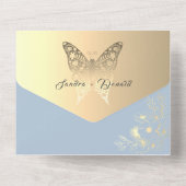 Chinoiserie Floral Dusty Blue Wedding All In One Einladung (Rückseite)